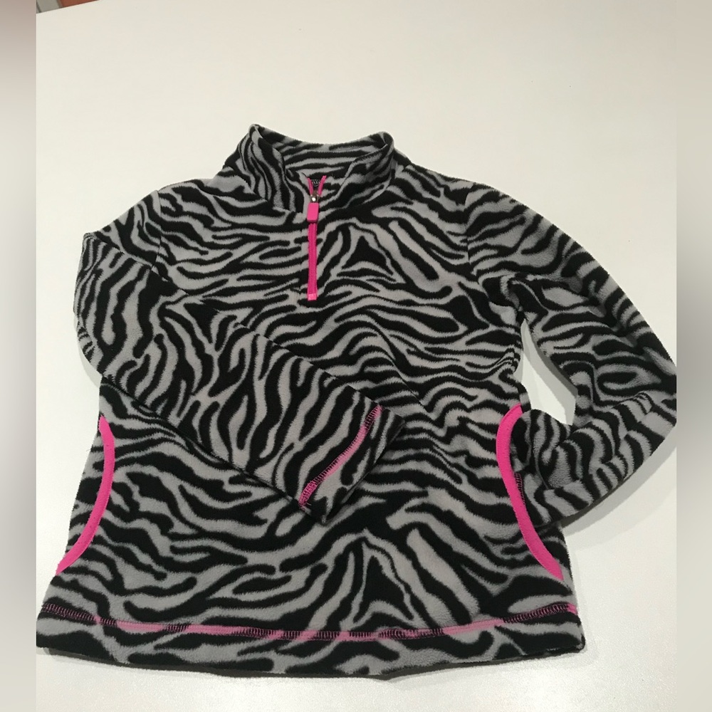 🟠 Girl’s Soft & Cozy Zebra Fleece Sweater, 4-6 yr